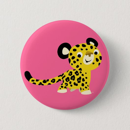 Cute Cartoon Friendly Leopard Button Badge (Voorkant)