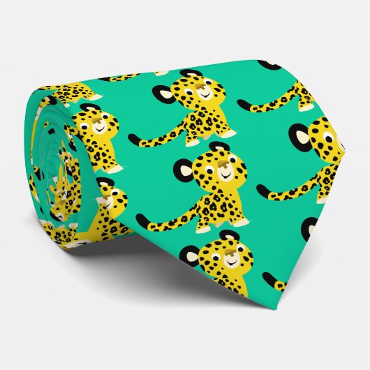 Cute Cartoon Friendly Leopard Stropdas (Opgerold)