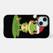 Cute Cartoon Frog Character Wearing a Santa Hat on iPhone 15 Hoesje (Achterkant horizontaal)
