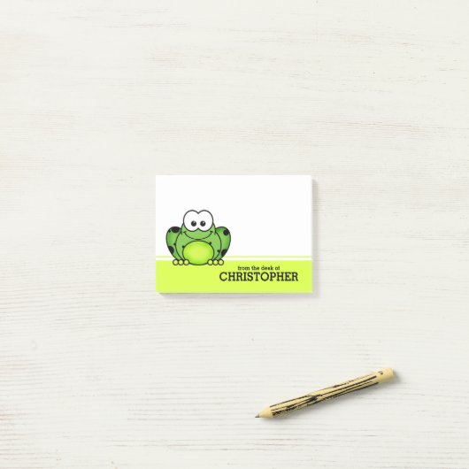 Cute Cartoon Frog Personalized Post-it® Notes (Op bureau)