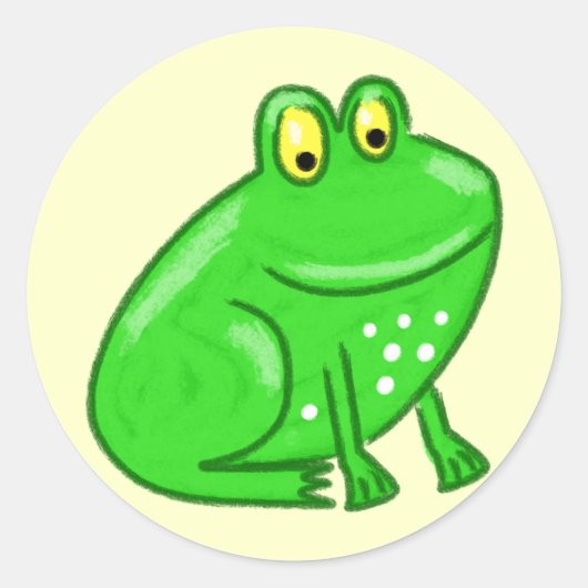 Cute Cartoon Frog Ronde Sticker (Voorkant)
