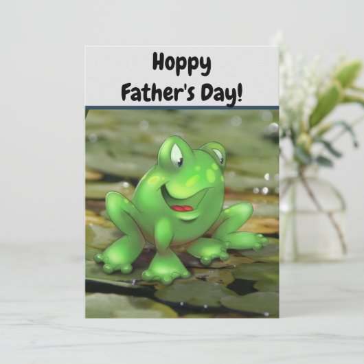 Cute Cartoon Frog Vaderdag Kaart (Staand voorkant)