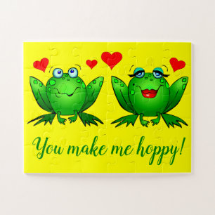 Cute Cartoon Frogs Heart Cheerful Colorful Legpuzzel