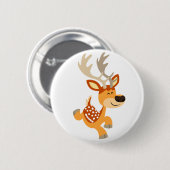 Cute Cartoon Gamboling Fallow Deer Button Badge (Voorkant /achterkant)