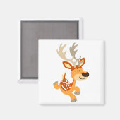 Cute Cartoon Gamboling Fallow Deer Magnet Magneet (Voorkant / Achterkant)