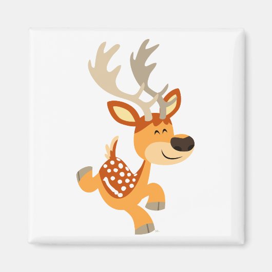 Cute Cartoon Gamboling Fallow Deer Magnet Magneet (Voorkant)