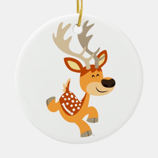 Cute Cartoon Gamboling Fallow Deer Ornament (Voorkant)