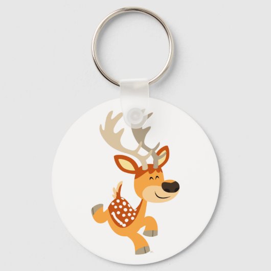 Cute Cartoon Gamboling Fallow Deer Sleutelhanger (Voorkant)