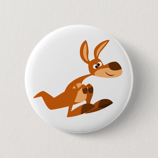Cute Cartoon Gekke Kangaroo Button Badge (Voorkant)