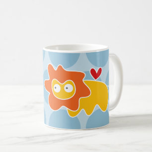 Cute Cartoon Gele Leeuw Blauwe Stippen Pret Kinder Koffiemok