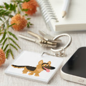 Cute Cartoon German Shepherd Dog AcrylSleutelhange Sleutelhanger (Voorkant Rechts)