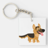 Cute Cartoon German Shepherd Dog AcrylSleutelhange Sleutelhanger (Voorkant)