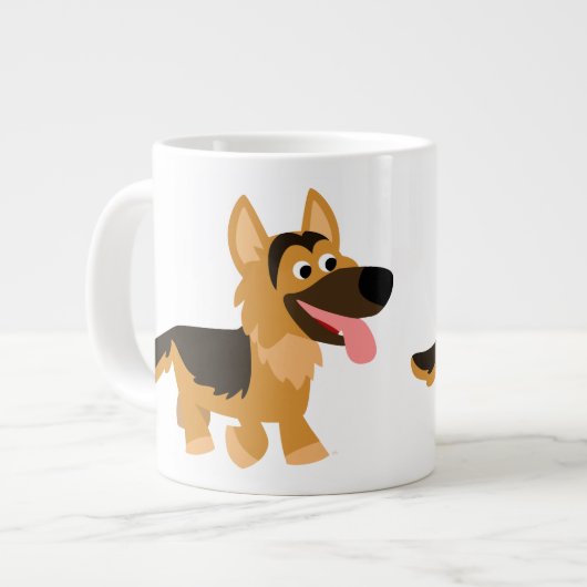 Cute Cartoon German Shepherd Dog Jumbo Mok (Voorkant links)