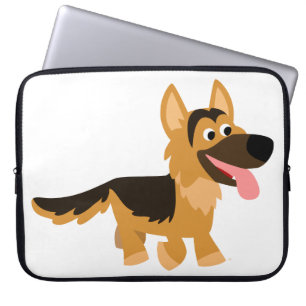 Cute Cartoon German Shepherd Dog Laptop Sleeve