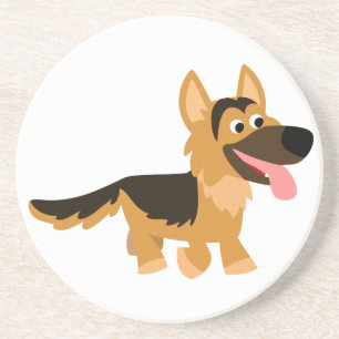 Cute Cartoon German Shepherd Dog Onderzetter