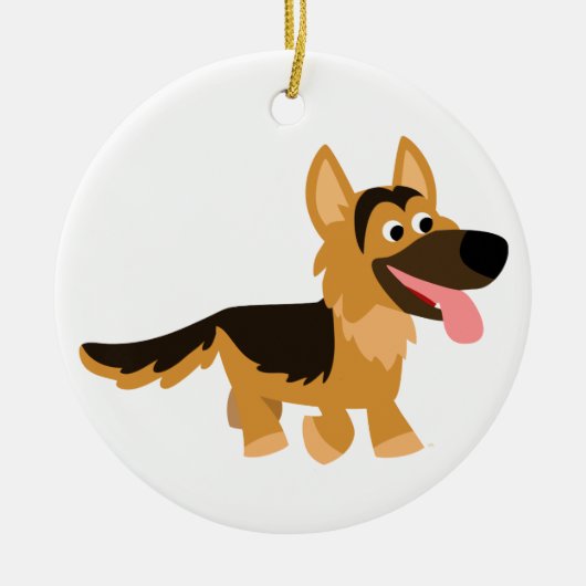 Cute Cartoon German Shepherd Dog Ornament (Voorkant)