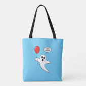 Cute Cartoon Ghost met Red Balloon Draagtas (Achterkant)