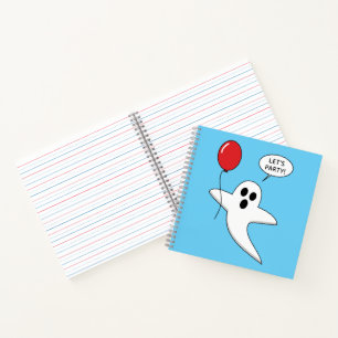 Cute Cartoon Ghost met Red Balloon Notitieboek