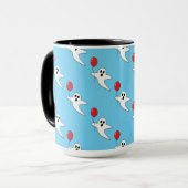 Cute Cartoon Ghost met Red Balloon Pattern Mok (Voorkant links)