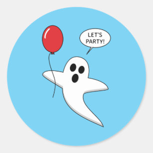 Cute Cartoon Ghost met Red Balloon Ronde Sticker