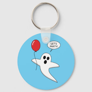 Cute Cartoon Ghost met Red Balloon Sleutelhanger
