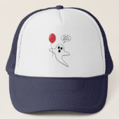 Cute Cartoon Ghost met Red Balloon Trucker Pet (Voorkant)