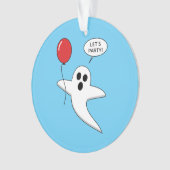 Cute Cartoon Ghost with Red Balloon Ornament (voorkant)