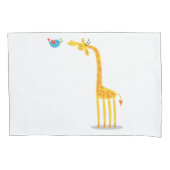 Cute cartoon giraf en vogel kussensloop (Voorkant)