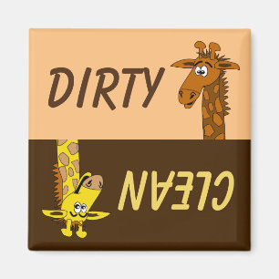 Cute Cartoon Giraffe Dirty Clean Dishwasher Magnet Magneet