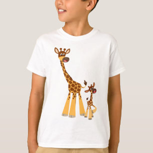 Cute Cartoon Giraffe en Calf Kinder T-Shirt