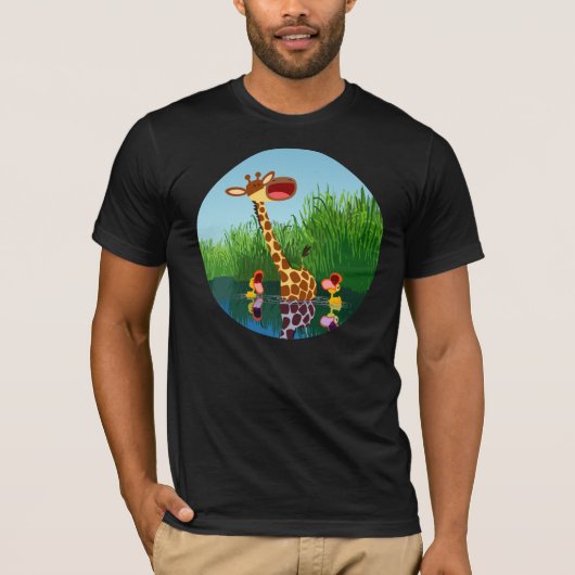 Cute Cartoon Giraffe en Ducklings T-shirt (Voorkant)