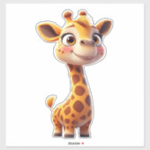 Cute Cartoon Giraffe Standing Cheerfully Sticker (Vel)