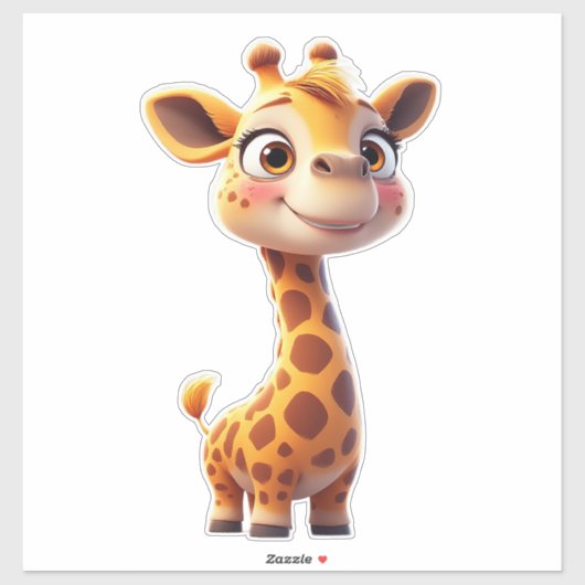 Cute Cartoon Giraffe Standing Cheerfully Sticker (Vel)
