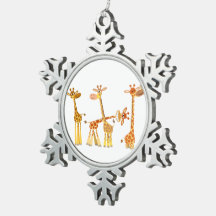 Cute Cartoon Giraffes: De Kudde Tin Ornament