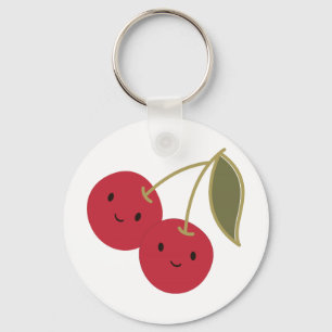 Cute Cartoon glimlachend Kawaii Cherries Sleutelhanger