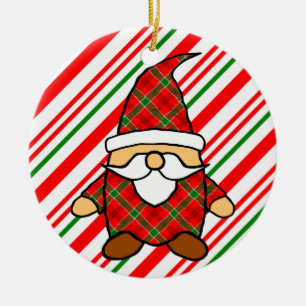 Cute Cartoon Gnome Candy Cane Tekening Keramisch Ornament