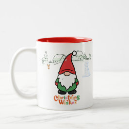 Cute Cartoon Gnome Christmas Wishes Tweekleurige Koffiemok