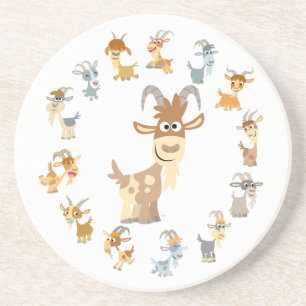 Cute Cartoon Goat Mandala Onderzetter