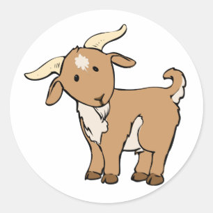 Cute Cartoon Goat Ronde Sticker