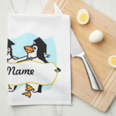 Cute Cartoon Graduing Penguins w/Banner Theedoek (Quarter Fold)