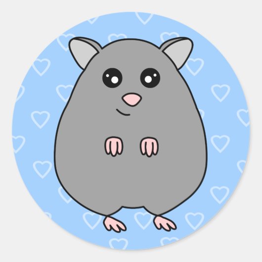 Cute Cartoon Gray Hamster Stickers (Voorkant)