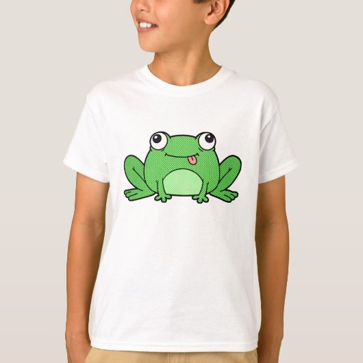 Cute Cartoon Green Frog Kids T-Shirt (Devant)