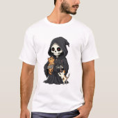 Cute Cartoon Grim Reaper Hugging T-shirt (Voorkant)