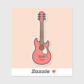 Cute Cartoon Guitar Sticker