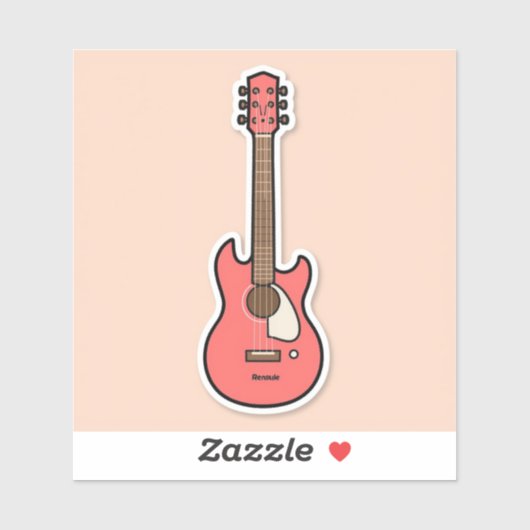 Cute Cartoon Guitar Sticker (Vel)