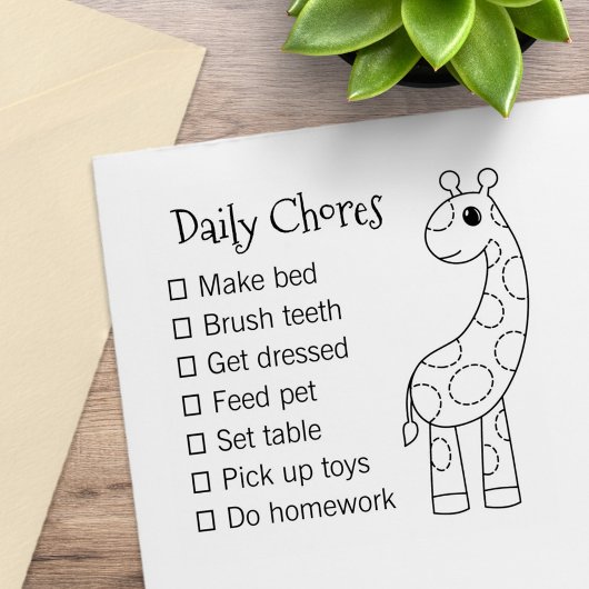 Cute Cartoon Guraffe Daily Chores List Rubberstempel