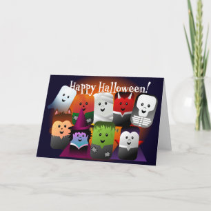 Cute Cartoon Halloween Monster Creaters Kaart