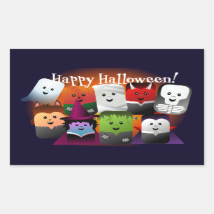 Cute Cartoon Halloween Monster Creaters Rechthoekige Sticker