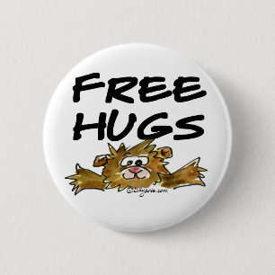 Cute Cartoon Hamster Free Hugs Pin Ronde Button 5,7 Cm