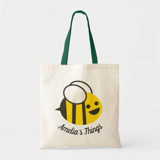 Cute Cartoon Happy Bee Persoonlijk Tote Bag (Voorkant)